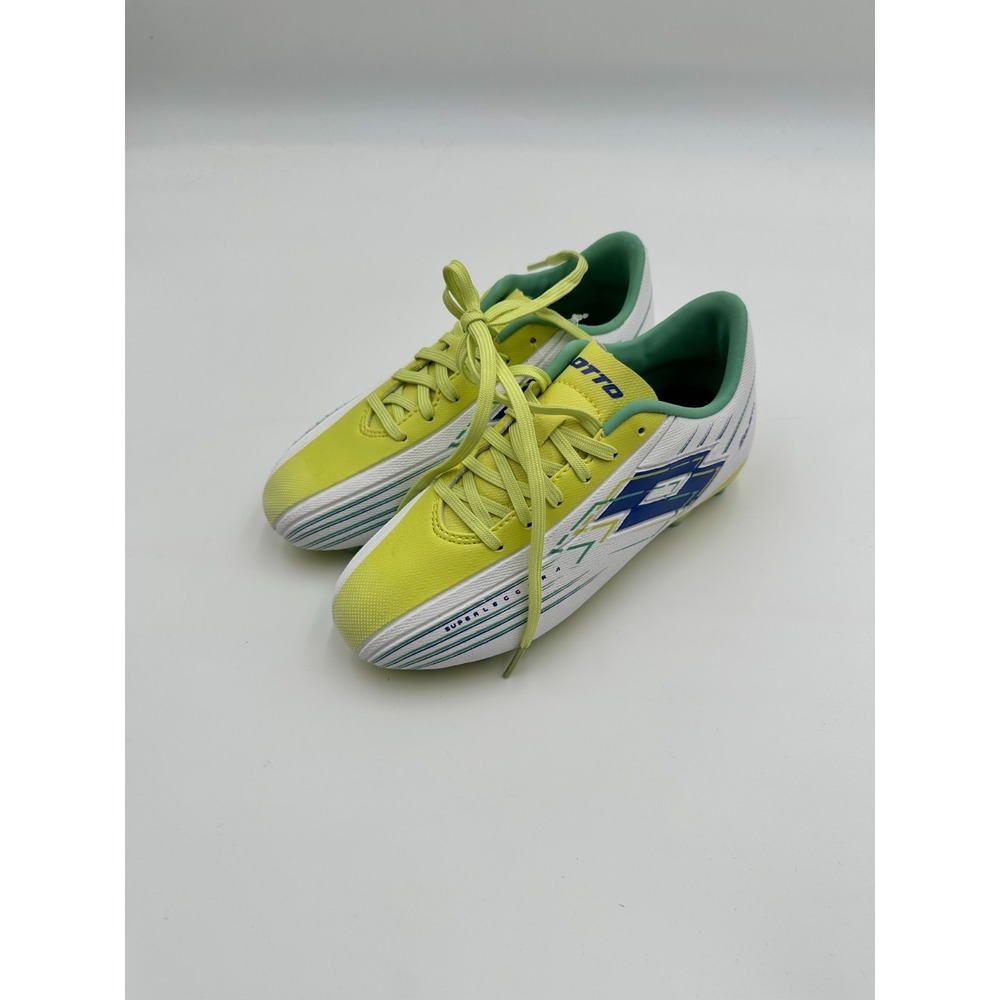 Lotto Solista 700 VIII FG Kids 1 Soccer Cleats White Sunny Lime Lace Up Sneakers